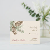 Pine Cone Natuur op Cream Wedding RSVP Briefkaart (Staand voorkant)