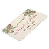 Pine Cone Natuur op Cream Wedding Save the Date Magneet (Linkerzijde)