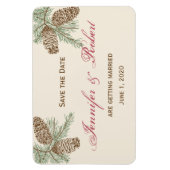 Pine Cone Natuur op Cream Wedding Save the Date Magneet (Verticaal)