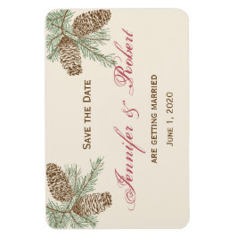 Pine Cone Natuur op Cream Wedding Save the Date Magneet