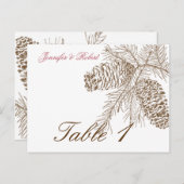 Pine Cone Natuur Trouwtafel Nummer Briefkaart (Voorkant / Achterkant)