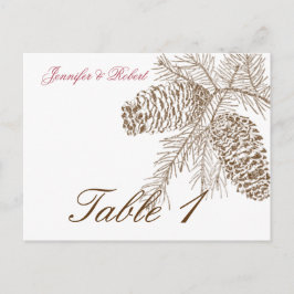 Pine Cone Natuur Trouwtafel Nummer Briefkaart
