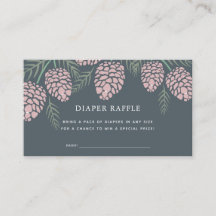 Pine Cone Navy Baby shower Luier Raffle Ticket