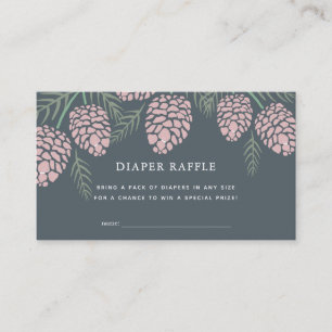 Pine Cone Navy Baby shower Luier Raffle Ticket Informatiekaartje