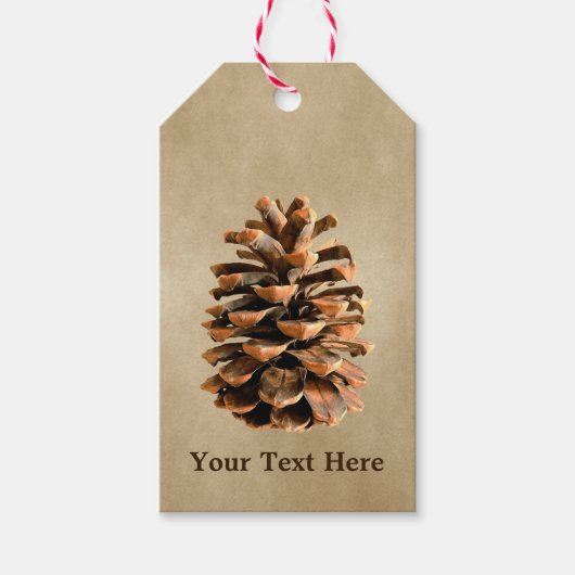 Pine Cone op bruin papier Cadeaulabel (Voorkant)
