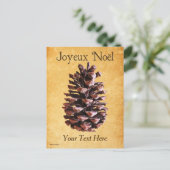 Pine Cone over papier - Joyeux Noël Briefkaart (Staand voorkant)