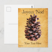 Pine Cone over papier - Joyeux Noël Briefkaart (Voorkant / Achterkant)