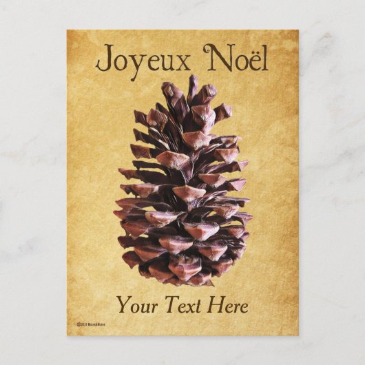 Pine Cone over papier - Joyeux Noël Briefkaart (Voorkant)