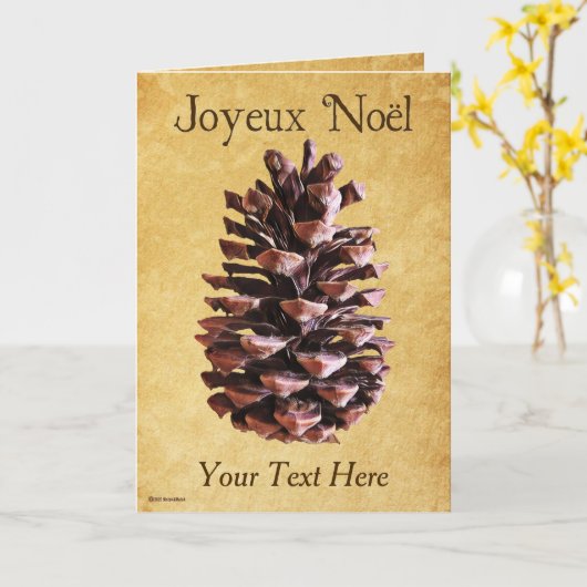 Pine Cone over papier - Joyeux Noël Kaart (Gele Bloem)