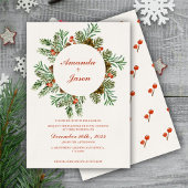 Pine Cone Rode bessen Kerstmis bruiloft uitnodigin