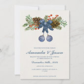 Pine Cone Rode bessen Kerstmis bruiloft uitnodigin (Voorkant)