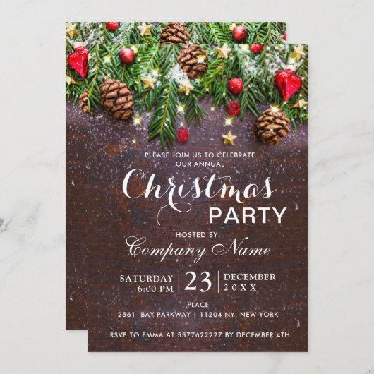 Pine Cone Rustic Corporate Company kerst Kaart (Voorkant / Achterkant)