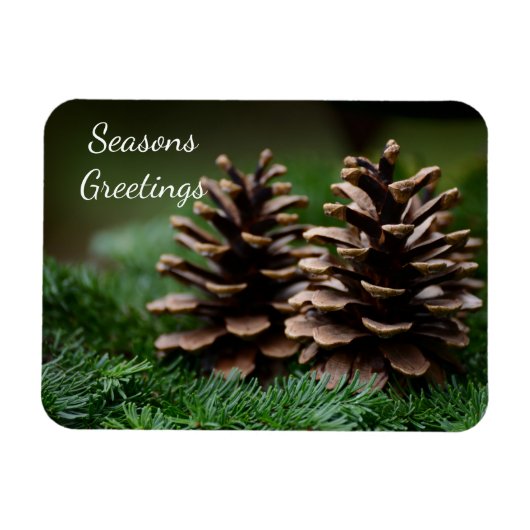 Pine Cone Seasons Greetings Magneet (Horizontaal)