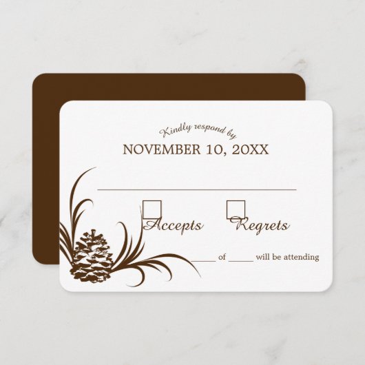 Pine Cone Silhouet Bruiloft Reactie Kaart (Voorkant / Achterkant)