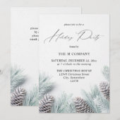 Pine Cone & Snow Holiday Party Kaart (Voorkant / Achterkant)