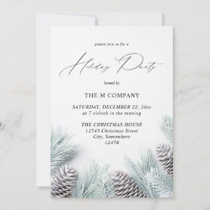Pine Cone & Snow Holiday Party Kaart