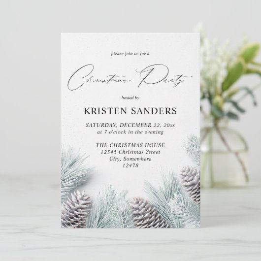 Pine Cone & Snow-kerstfeest Kaart (Staand voorkant)