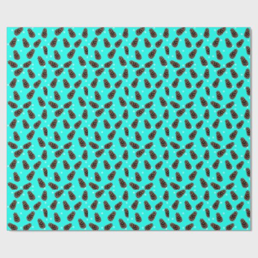 Pine Cone Snowflake Pattern Aqua Wrapping Paper Cadeaupapier (Vlak)