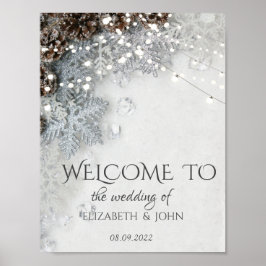Pine Cone, Snowflakes Wedding Poster