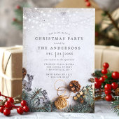 Pine Cone String Lights Rustic Kerstparty Kaart