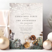 Pine Cone String Lights Rustic Kerstparty Kaart