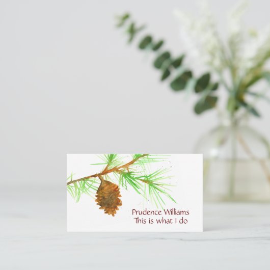 Pine Cone Tree Branch Waterverf Botanisch Visitekaartje (Staand voorkant)