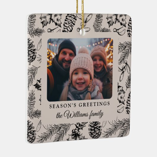 Pine Cone Vakantiefoto Feestelijk Keramisch Ornament (Rechts)