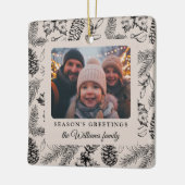 Pine Cone Vakantiefoto Feestelijk Keramisch Ornament (Links)