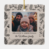 Pine Cone Vakantiefoto Feestelijk Keramisch Ornament (Achterkant)