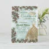 Pine cone waterverf gouden tiara Quinceañera Kaart (Staand voorkant)