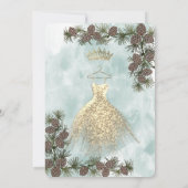 Pine cone waterverf gouden tiara Quinceañera Kaart (Achterkant)