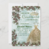 Pine cone waterverf gouden tiara Quinceañera Kaart (Voorkant)