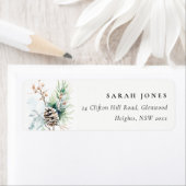 Pine Cone Waterverf Winterbessen Adres Etiket (Insitu)