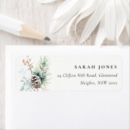 Pine Cone Waterverf Winterbessen Adres Etiket