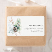 Pine Cone Waterverf Winterbessen Adres Etiket (Insitu)