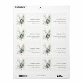Pine Cone Waterverf Winterbessen Adres Etiket (Full Sheet)