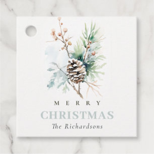 Pine Cone Waterverf Winterbessen Kerst Bedankjes Labels