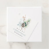 Pine Cone Waterverf Winterbessen Kerst Bedankjes Labels (In situ)