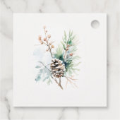 Pine Cone Waterverf Winterbessen Kerst Bedankjes Labels (Achterkant)