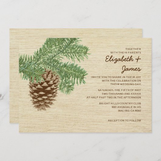 Pine Cone Wedding Invitations Kaart (Voorkant / Achterkant)