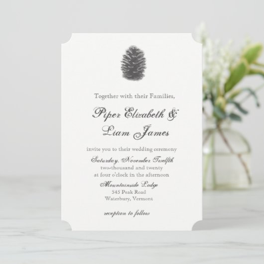 Pine cone Wedding Uitnodiging (Staand voorkant)