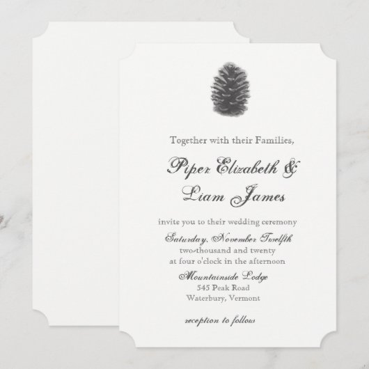 Pine cone Wedding Uitnodiging (Voorkant / Achterkant)