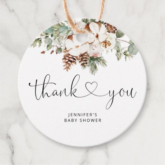 Pine cone winter Evergreen dank u Bedankjes Labels (Voorkant)