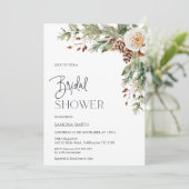 Pine Cone Winter Floral Bridal Shower Kaart (Staand voorkant)