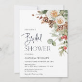 Pine Cone Winter Floral Bridal Shower Kaart (Voorkant)