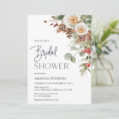 Pine Cone Winter Floral Bridal Shower Kaart (Staand voorkant)