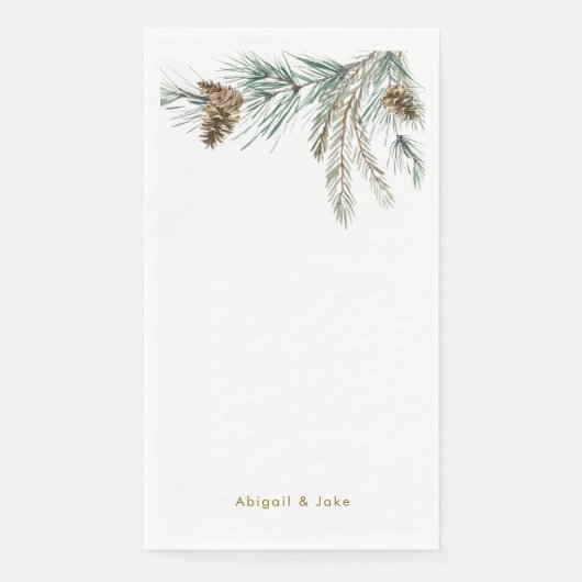 Pine Cone Winter Foliage Gepersonaliseerde Vakanti Servet (Voorkant)