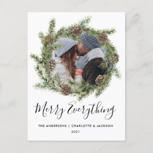 Pine Cone Wreath   Fotokerstkaart  Feestdagenkaart