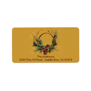 Pine Cone Wreath Return Adres Label