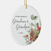 Pine Cone Wreatma Grandpa Eerste Kerstmis Keramisch Ornament (Rechts)